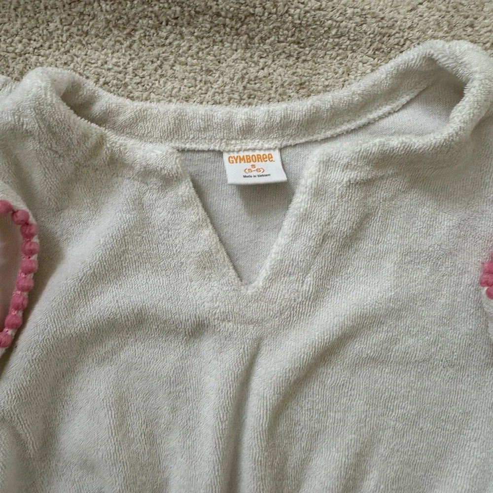 Gymboree Kid Girl White Cover Up Dress with Pink Accent on sleeve